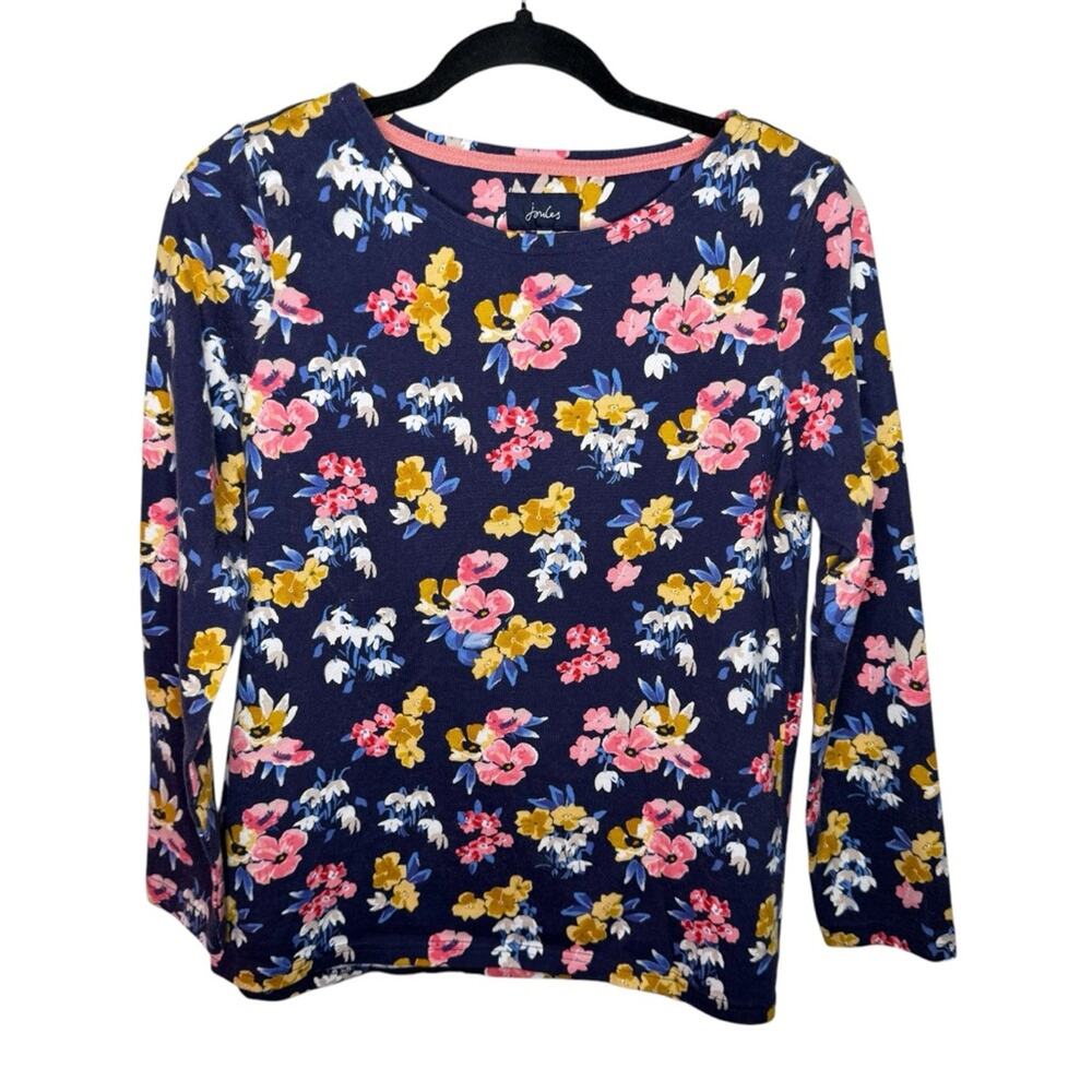 JOULES / Harbour Print navy blue pink yellow floral long sleeve knit tee / 10